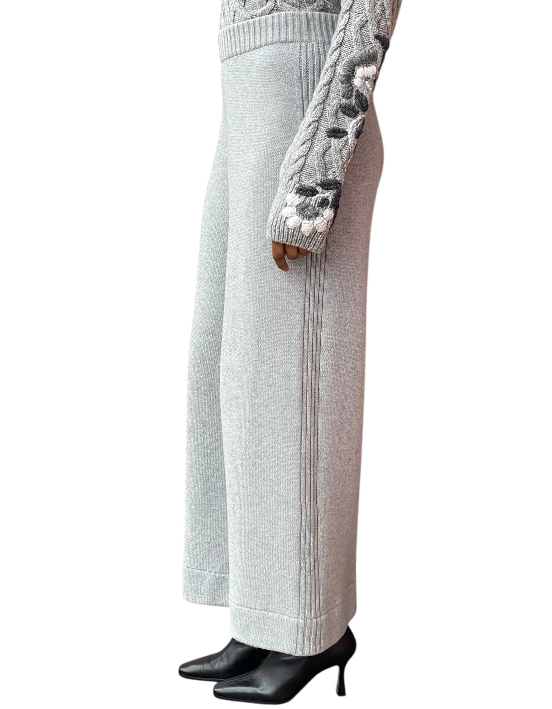 Iris Von Arnim Grey Cashmere Knit Trousers - S