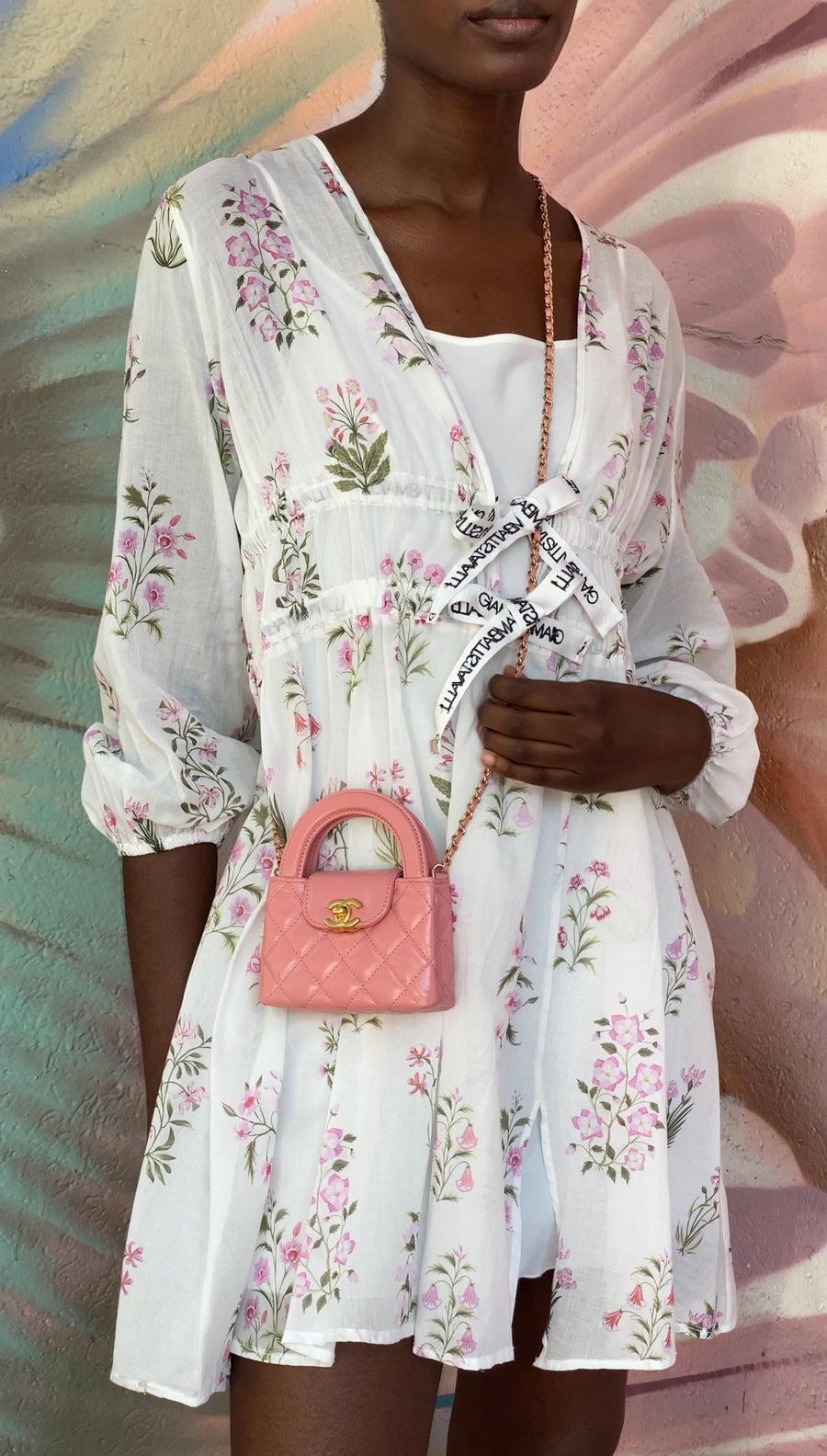 Chanel flamingo Pink Nano Kelly Shopping Bag Crossbody Chain