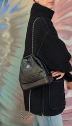 Chanel Black Small Quilted Leather Gabrielle Chain Small Backpack Bag