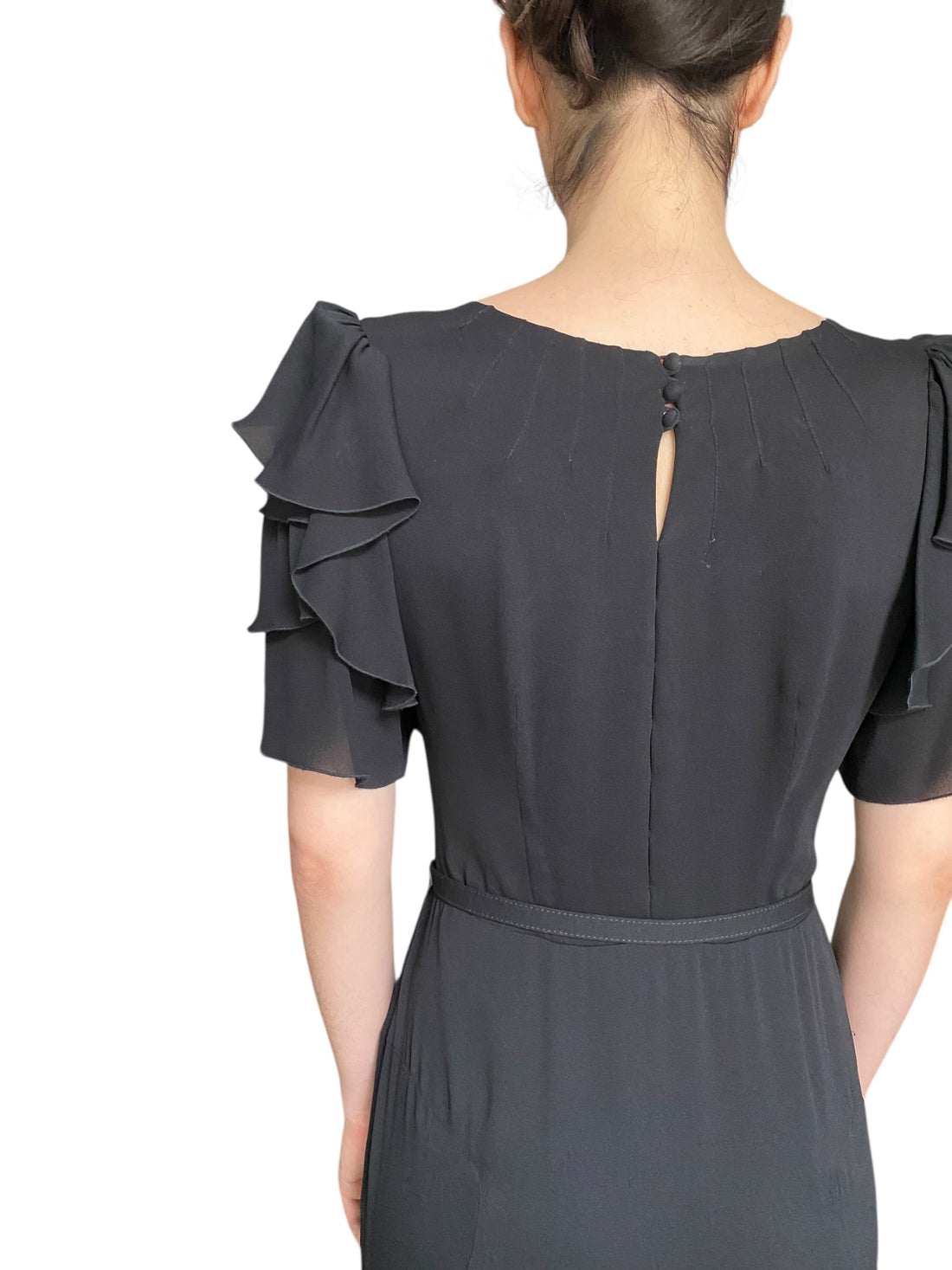 Gucci Tom Ford Black Silk Cutout Belted Gown - IT 44 / US 8