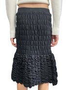 Dries Black Smocked Midi Skirt - L