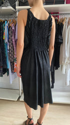 Rick Owens Black Island SS13 Leather Smocked Draped Dress - IT 42 / US 8