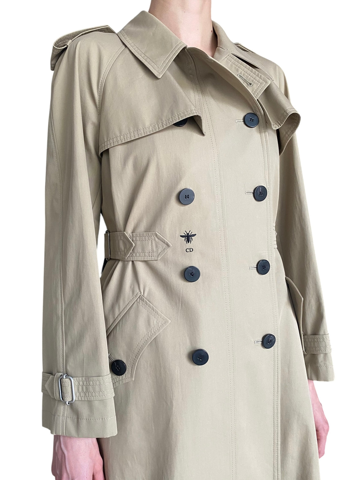 Christian Dior Beige Cotton Gabardine Double Breasted Trench Coat - IT 42 / US 4-6