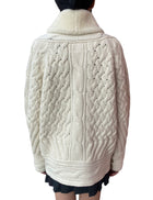 Ermanno Scervino Beige Cable Knit Shearling Jacket -  S/ M
