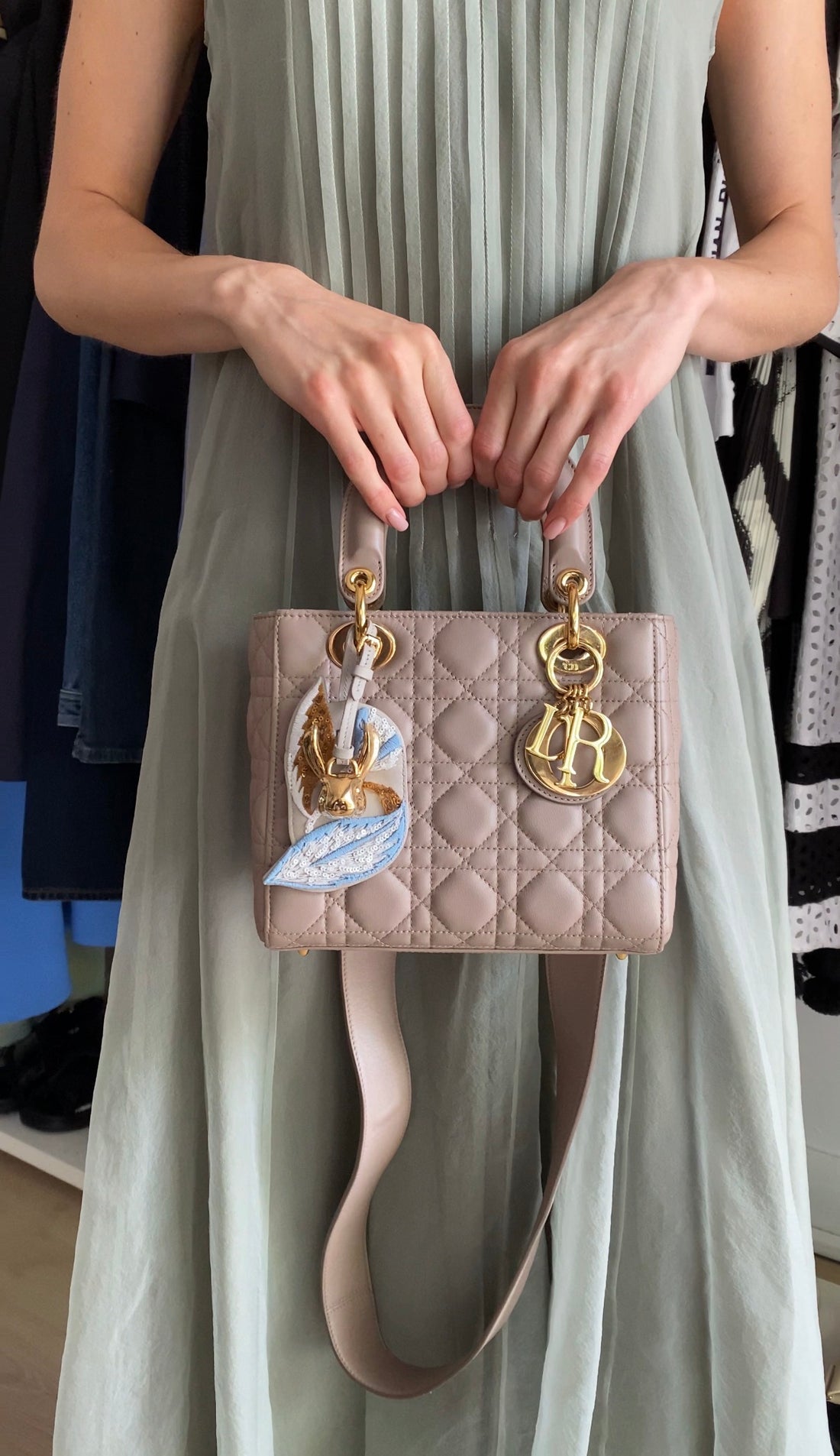 Dior Lady Dior Taupe Cannage Quilted Leather Small Bag GHW