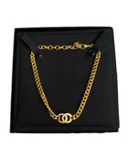 Chanel F24 V Gold Tone Strass CC Cuban Chain Choker