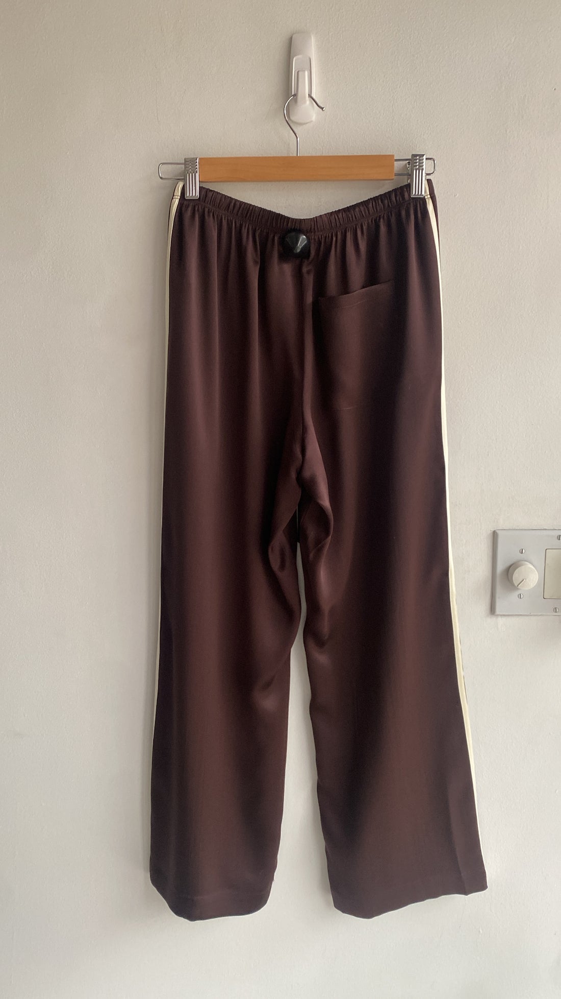 Donni Brown Silk Striped Track Pants