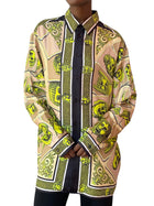 Versace Lime Green Le Maschere Baroque Logo Shirt - IT 54 / XL