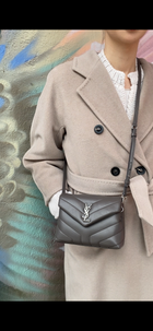 Saint Laurent Grey Leather Toy Lou Lou Monogram Quilted Crossbody Bag