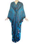 Roberto Cavalli Blue Silk Floral Animal Print Caftan - 38 / US 6-10