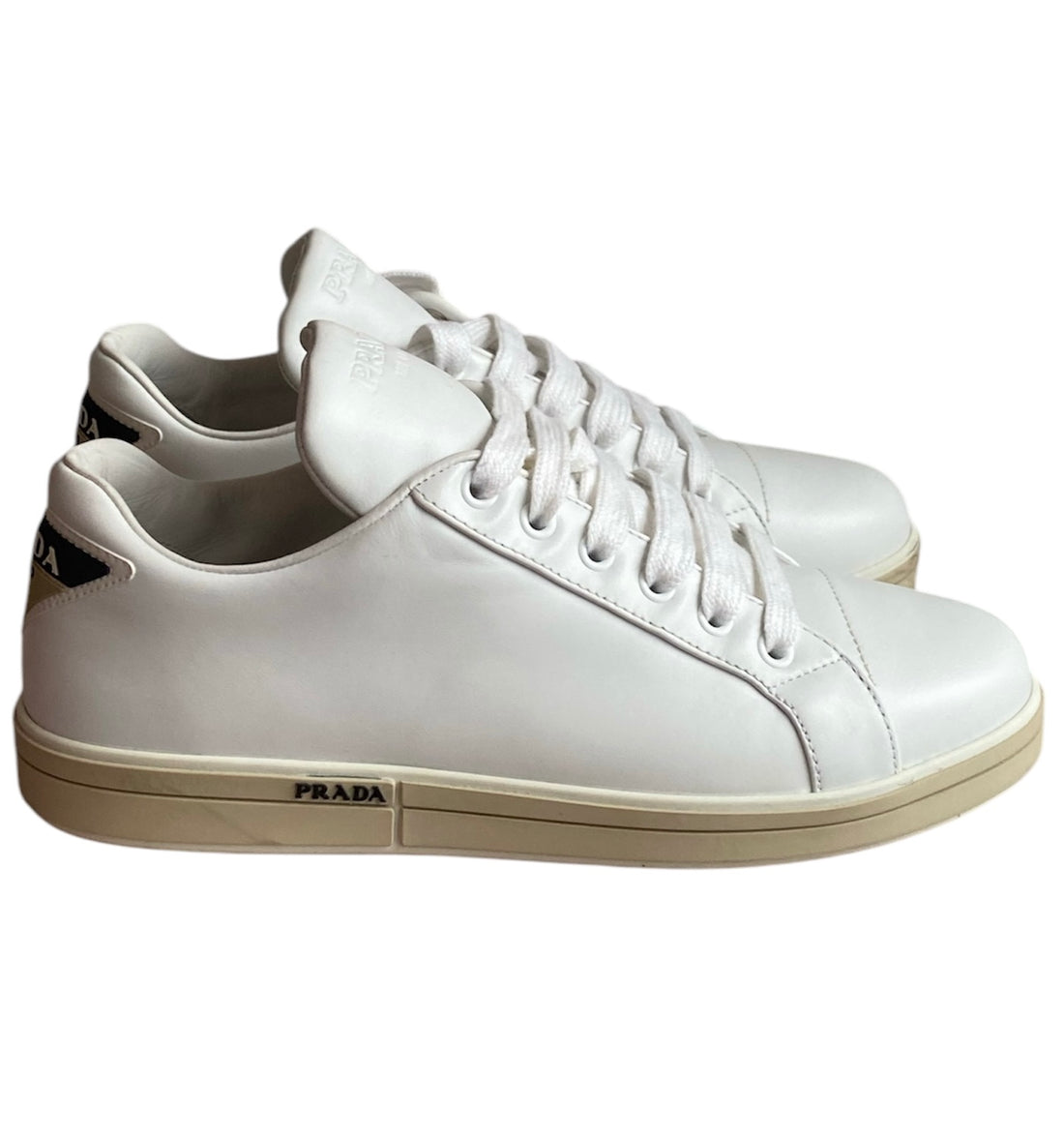 Prada White Logo Leather Sneakers