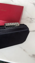 Cartier Vintage Panthere Black Silk Satin Python Evening Box Clutch Bag