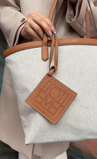 Toteme Large Canvas Tote Bag with Tan Leather Trim