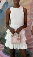 Christian Dior Mini Cannage Quilted Pearly Pale Nude Pink Lady Dior Bag