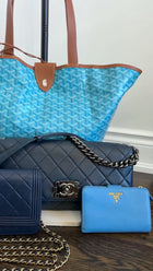 Goyard 2025 Turquoise and Tan Linen Canvas Reversible Balhaera Tote