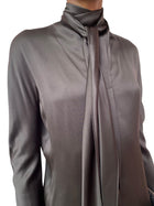 Christian Dior Black Silk Wrap Tie Long Sleeve Shirt - 40 / US 6