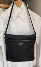 Prada Black Nylon Web Strap Crossbody Messenger Bag