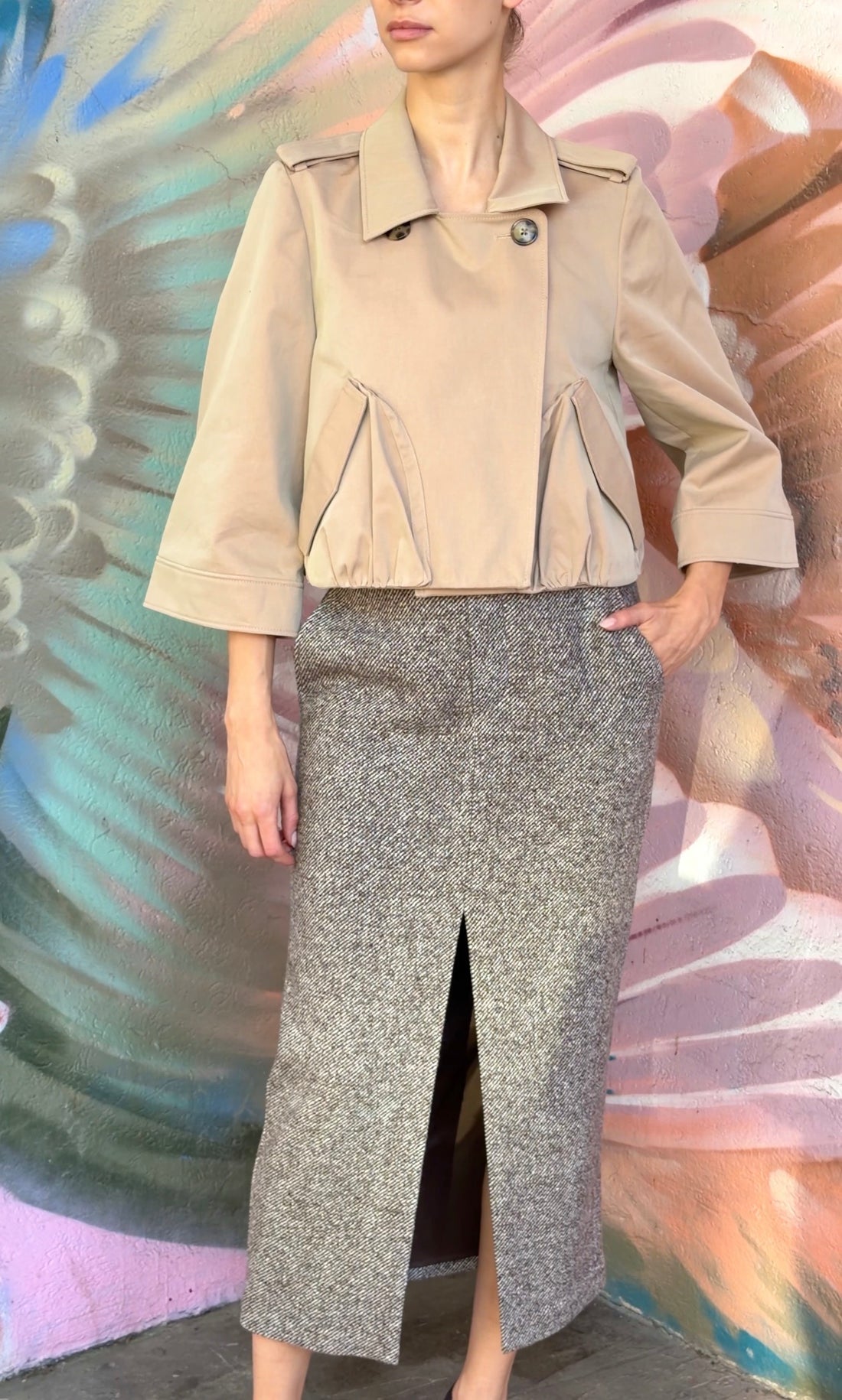 Dorothee Schumacher Luxury Layer Crop Trench Jacket - 3 / US 6-8