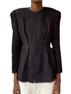 Lanvin 2009 Black Silk Textured Jacket -44 / US 12