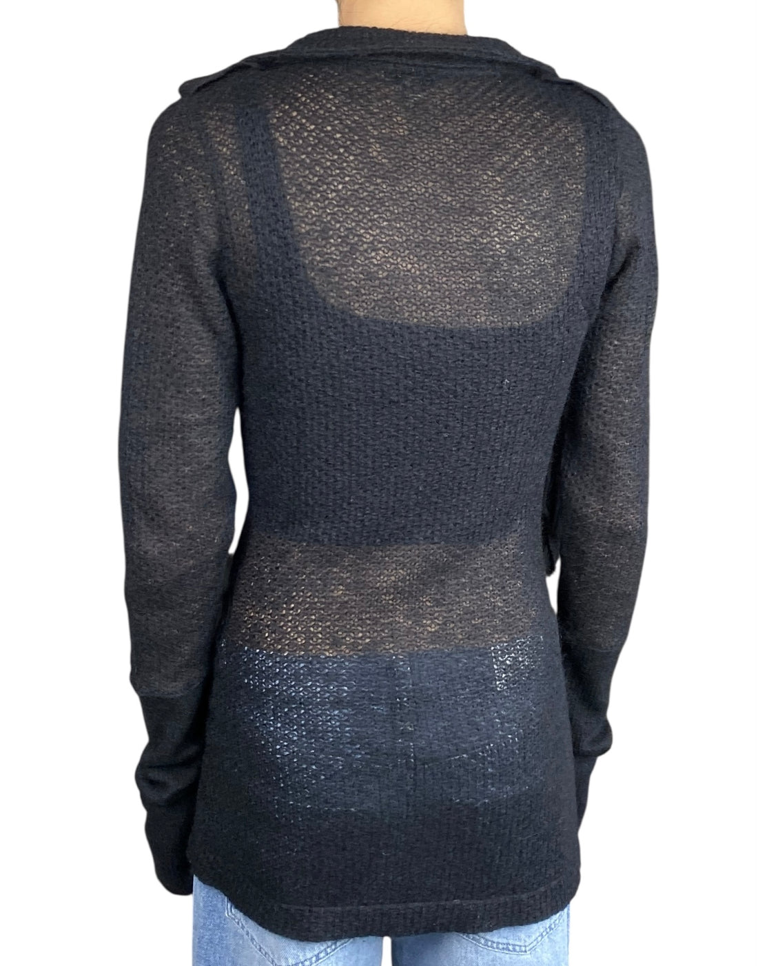 Burberry Black Knit Mohair Blend Trench Cardigan - S