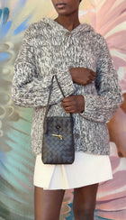 Bottega Veneta Dark Brown Andiamo Intrecciato Leather Phone Pouch