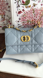 Dior Blue Leather Cannage Miss Caro Mini Chain Bag