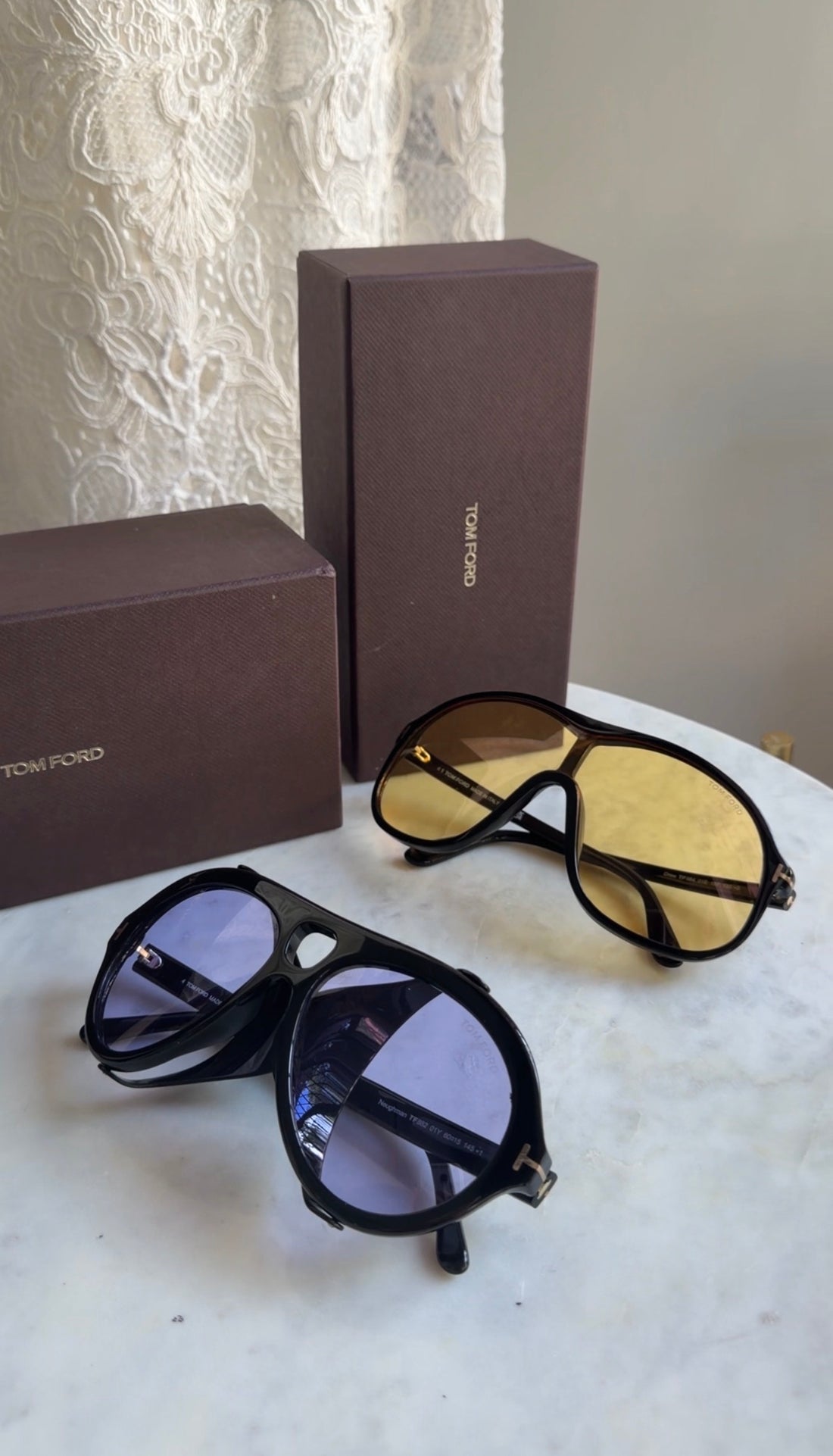 Tom Ford Black Neuhman TF882 Acetate Aviator Sunglasses
