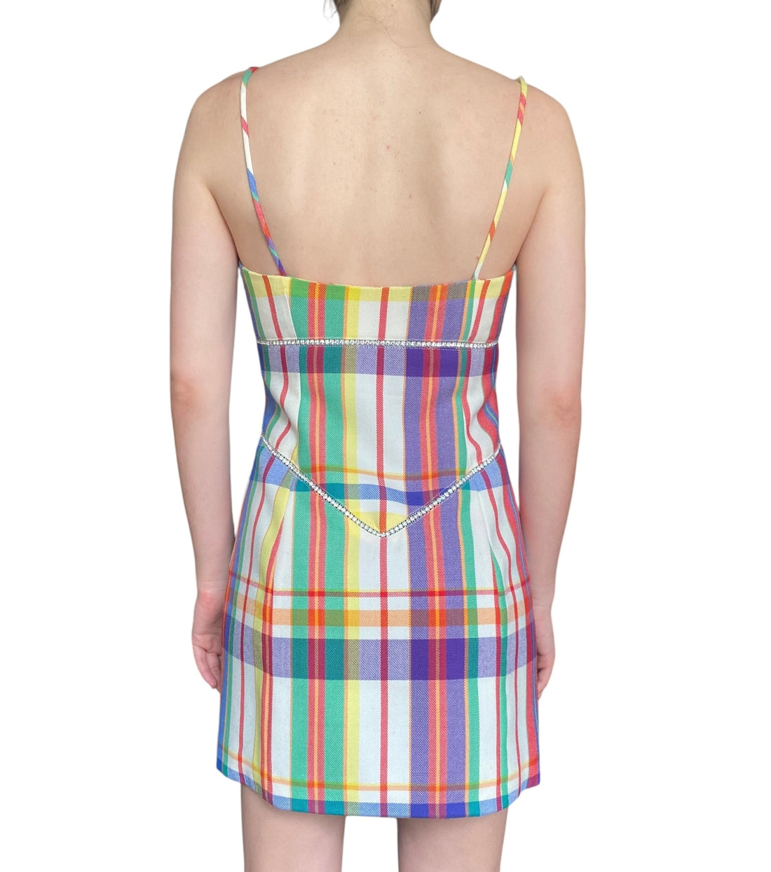 Area Gingham Multicolour Embellished Mini Dress - US 6