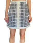 Giambattista Valli Grey & White Sequin Check Tweed 2-Piece Jacket & Skirt Set - IT 44 / US 6-8