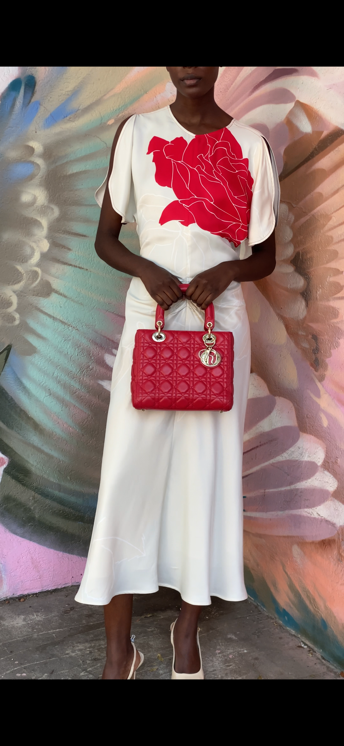 Dior Medium Lady Dior Red Quilted Lambskin Leather Two Way Handbag