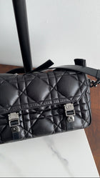 Christian Dior Black Leather Cannage Diorcamp Messenger Crossbody Bag