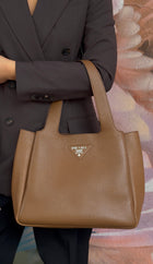 Prada Tan Brown Vitello Daino Leather Tote