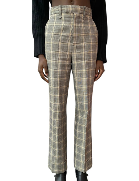 Gucci Beige & Grey Check Trousers - 38 / US 4