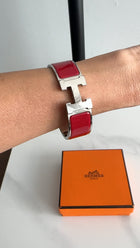 Hermes Red Enamel Clic Clac H Bangle Bracelet PHW - PM