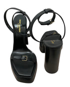 Saint Laurent Black Leather Platz 105mm Platform Sandal - 41