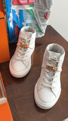 Hermes White Leather High Top Daydream Kelly Lock Sneaker - 36 / 5.5
