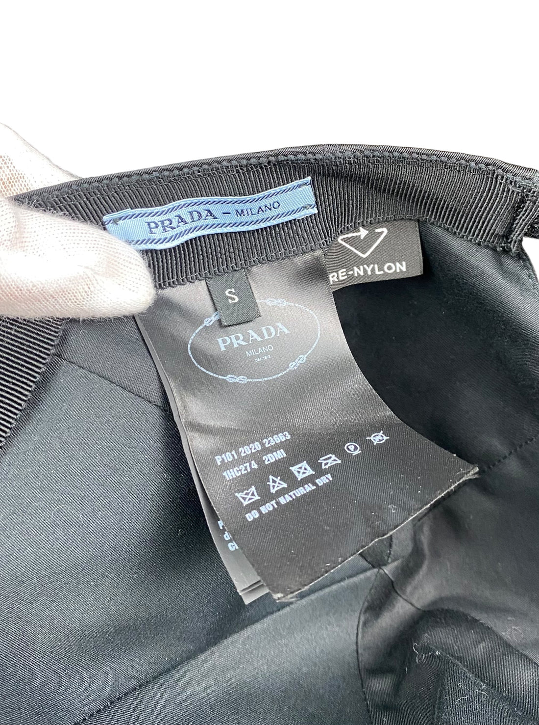 Prada Black Nylon Logo Baseball Cap - S