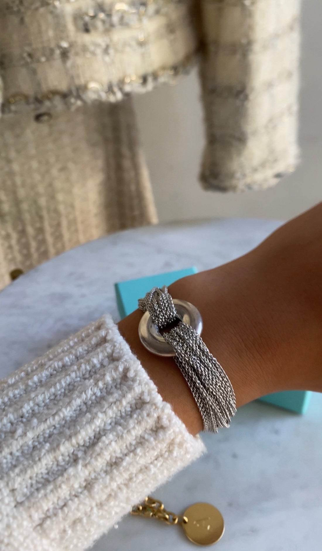 Tiffany & Co. Silver Sterling Silver Multi Strand Toggle Bracelet - 6.5"