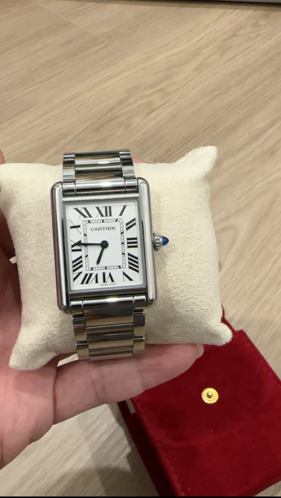 Cartier Tank Must Large Ref 4323 Stainless Quartz Wrist Watch