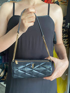 Saint Laurent Black Quilted Lambskin Mini Sade Tube Bag