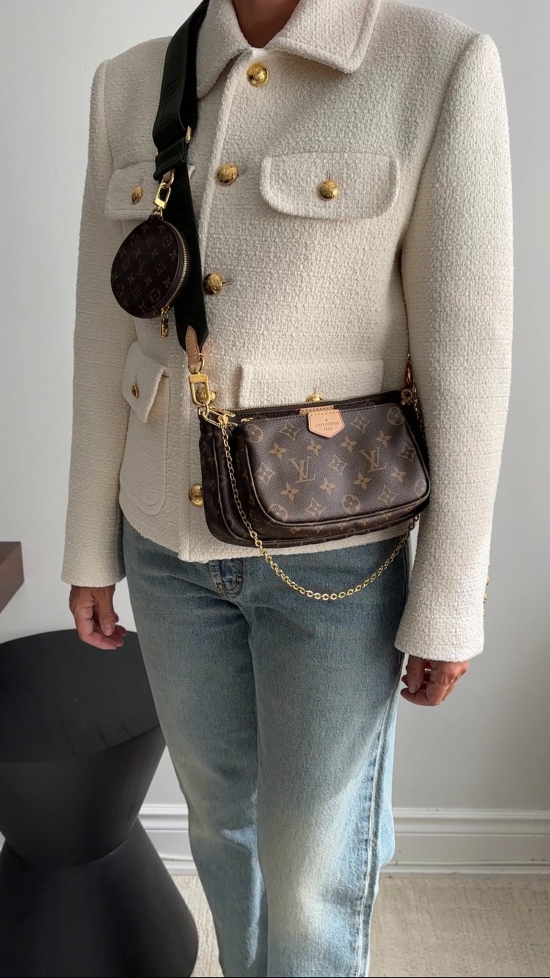 Louis Vuitton Monogram Multi Pochette with Dark Green Strap