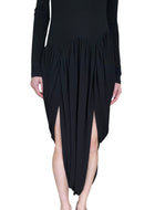 Ferragamo Black Jersey Tulip Hem Mock Neck Gown - 38 / US 2-4