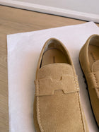 Hermes Beige Albatre Suede Leather Lazy Loafer - 37