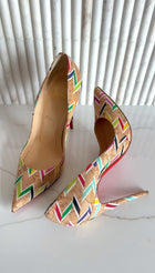 Christian Louboutin So Kate 120 Chevron Cork Pumps - 38.5 / 7.5