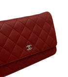 Chanel Dark Red Quilted Classic CC Wallet on Chain SHW