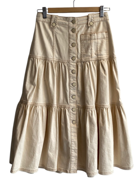 Ulla Johnson Ruffle Maxi Denim Skirt - 0