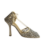 Bottega Veneta Crystal Mesh Wrap Tie Heels - 36.5