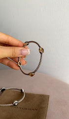 David Yurman Silver Yellow Citrine Sterling Chatelaine Station Cable Bangle 3mm