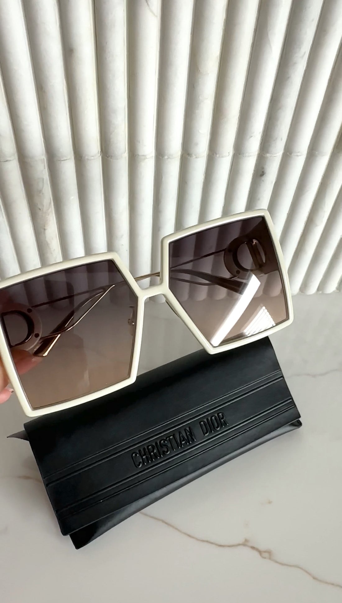 Dior Ivory Square Oversized 30 Montaigne Sunglasses