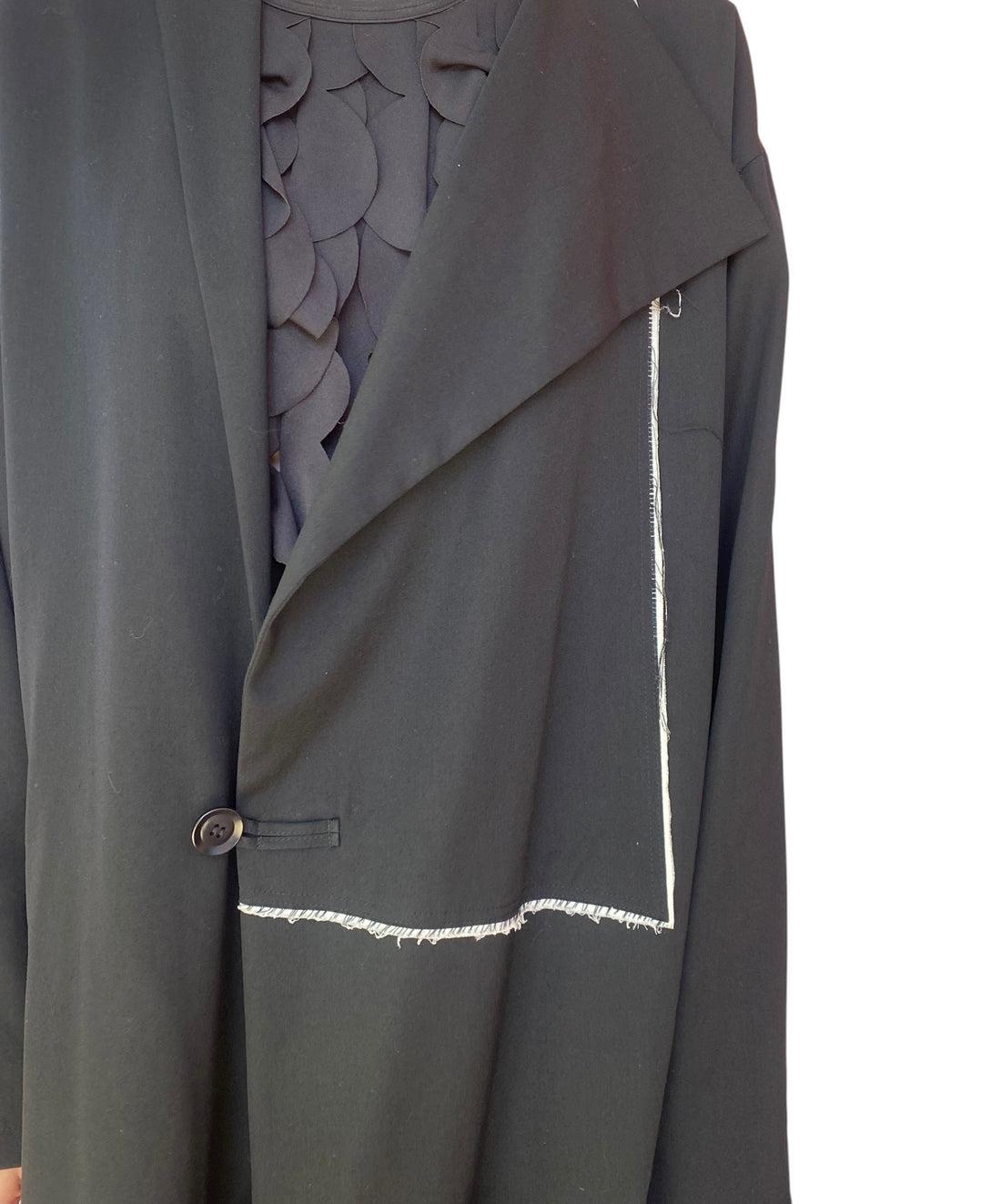 Yohji Yamamoto Black Asymmetrical Wool Coat  - JP 2 / L